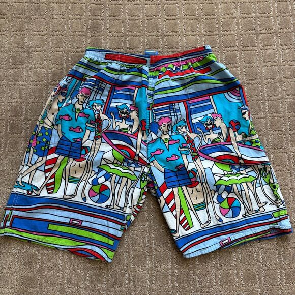 VTG OP Ocean Pacific Short Men 28-29 Colorful Graphic Beach 90s Zack Morris Surf - Picture 1 of 9